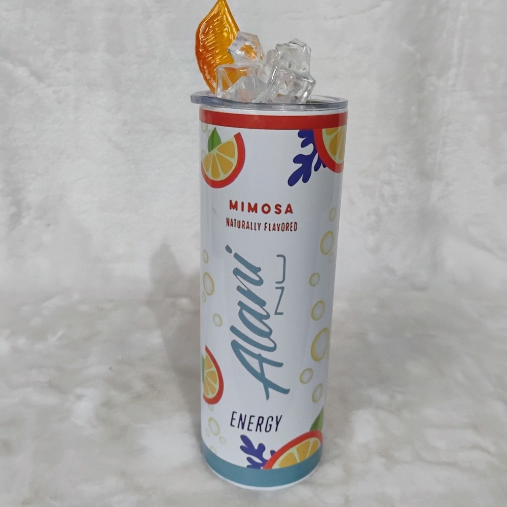 Alani Nu Mimosa Energy Stainless Steel Tumbler Decorative Ice Orange Lid A